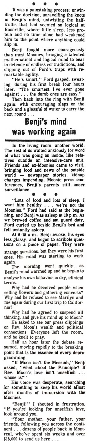 Montreal Star January 6, 1978 Satans servant cures Moonie