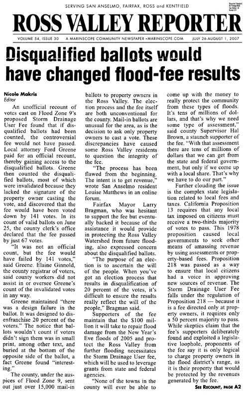 Ross Valley Reporter July 26-Aug 1, 2007